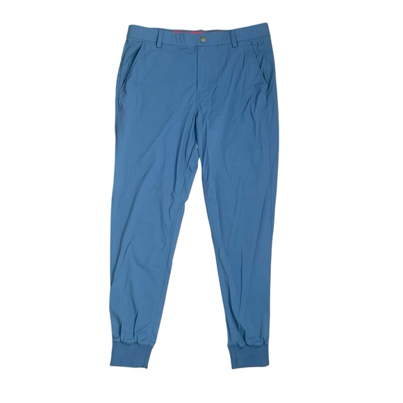 Redvanly Pants Mens Large Blue Golf Jogger Performance Stretch Cuffed Ankle Golf